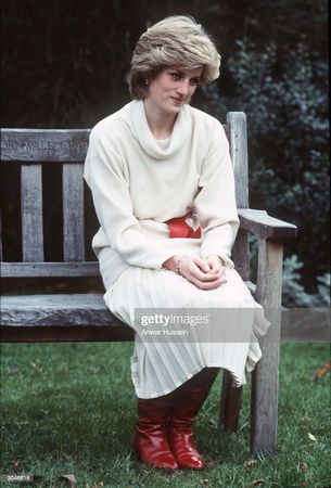 Diana, Princess of Wales, wearing a cream cowl neck jumper and... News Photo - Getty Images