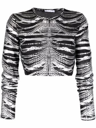 AREA crystal-print cropped top - FARFETCH