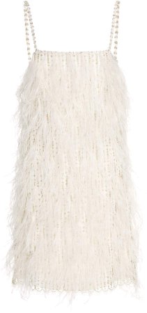 Ostrich Feather-Trim Shift Dress
