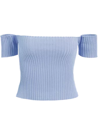 2019 Off The Shoulder Rib Knit Crop Top In LIGHT BLUE ONE SIZE | ZAFUL