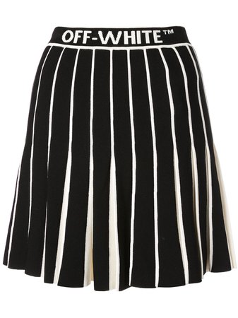 Off-White Contrasting Pleated Skirt