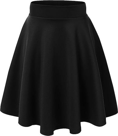 Amazon.com: MBJ WB829 Womens Basic Versatile Stretchy Flared Casual Midi Skater Skirt M Black : Clothing, Shoes & Jewelry