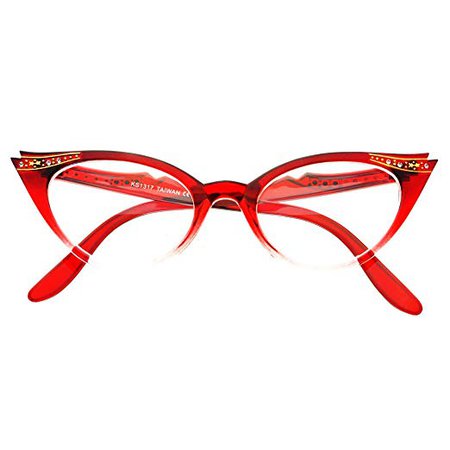 Amazon.com: Cute Womens Retro Vintage Style Clear Lens Cat Eye Glasses Frames (Red): Health & Personal Care