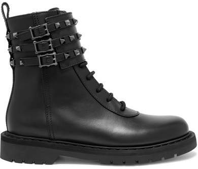 Garavani Rockstud Leather Ankle Boots - Black