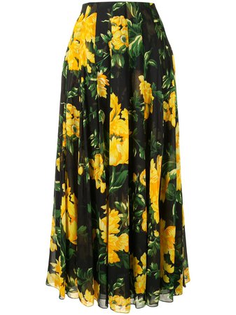 Carolina Herrera, Floral Print Pleated Skirt