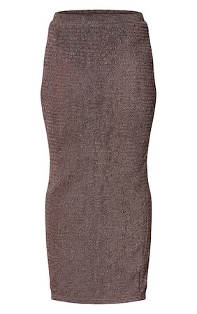 Dark Brown Textured Sheer Midaxi Skirt | PrettyLittleThing USA