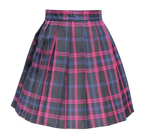 plaid blue gray and pink skirt