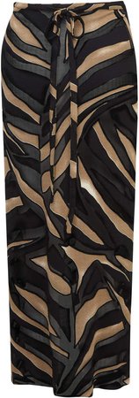 Zebra-Print Devore-Crepe Wrap Skirt