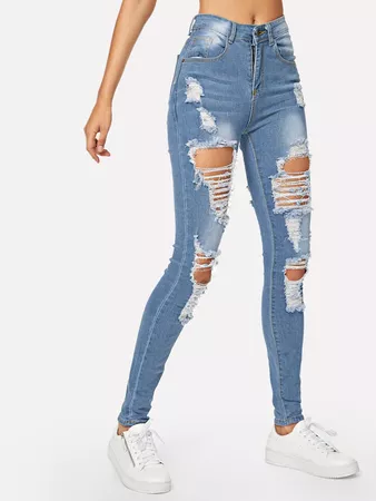 Ripped High Waist Skinny Jean