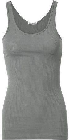 The Daily Ribbed Stretch-supima Cotton Tank - Gray green