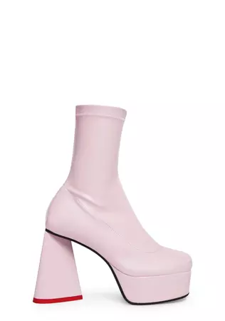 Lamoda Heart Heel Platform Ankle Boots - Pink – Dolls Kill