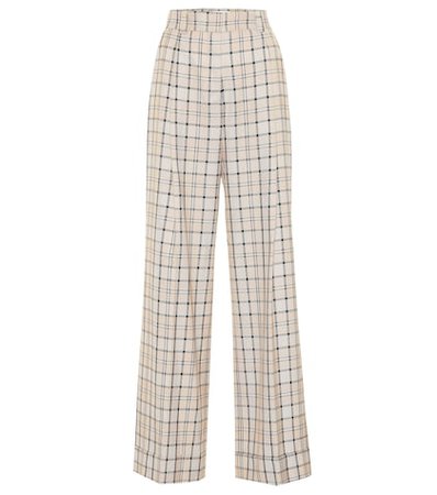 Checked high-rise straight pants