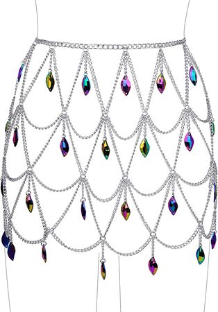 Amazon.com: CCbodily Crystal Body Chain Dress - Boho Layered Body Waist Belly Chain Skirt Festival Jewelry for Women (BDG0089) : Clothing, Shoes & Jewelry