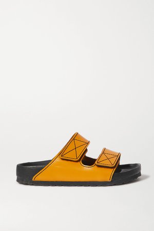 Yellow + Birkenstock Arizona topstitched glossed-leather sandals | Proenza Schouler | NET-A-PORTER