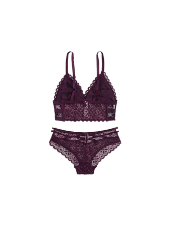 purple bra panty set bralette lingerie