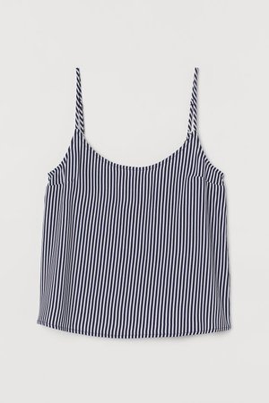 Viscose Tank Top - Dark blue/white striped - Ladies | H&M US