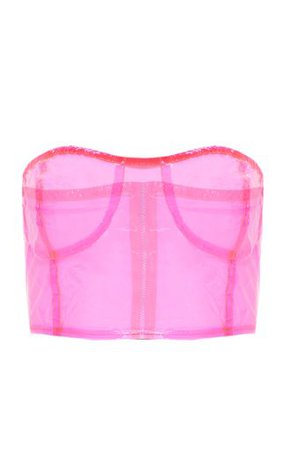 Hot Pink Transparent Zip Up Bandeau Bralet | PrettyLittleThing