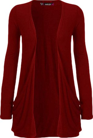 Crimson-Red Cardigan (long-sleeve)