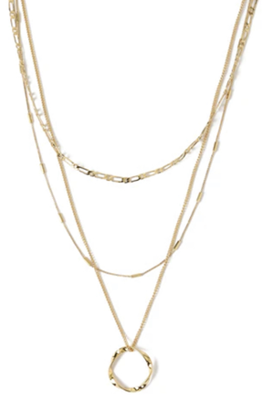 gold necklace layered