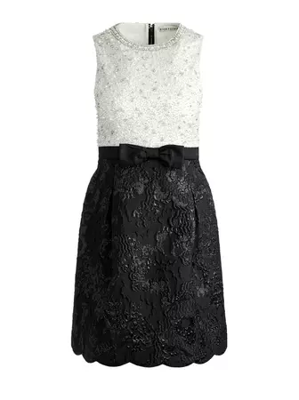 True Embellished Bodice Mini Dress In Off White/black | Alice And Olivia
