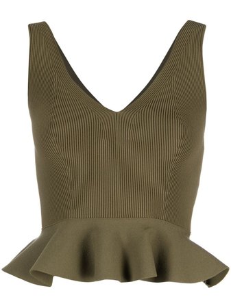 Shop green Alexander McQueen ruffled-hem cropped top with Express Delivery - Farfetch