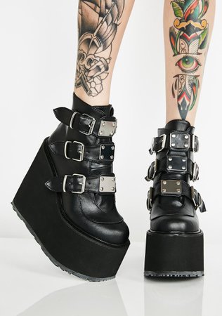 Free, fast shipping on Matte Low Trinity Boots at Dolls Kill, an online boutique for punk & rock fashion. Shop punk boots, Demonia, Dr. Martens, & platform shoes. | Dolls Kill