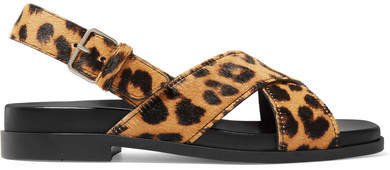 Leopard-print Calf Hair Slingback Sandals - Leopard print