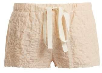 Loup Charmant - Drawstring Waist Striped Cotton Shorts - Womens - Orange Stripe