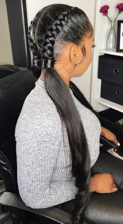 black girl hair straight dutch braids silk press