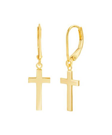 bliss 14k Gold-Plated Cross Drop Earring | Best Price and Reviews | Zulily