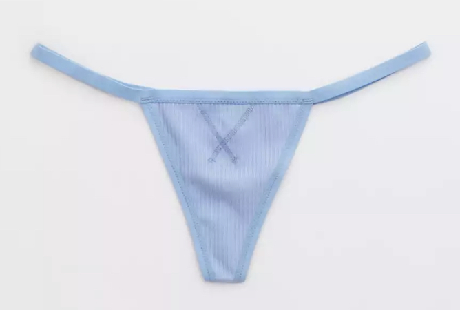 Aerie Cotton Ultra Low Rise String Thong Underwear - Fresh Water