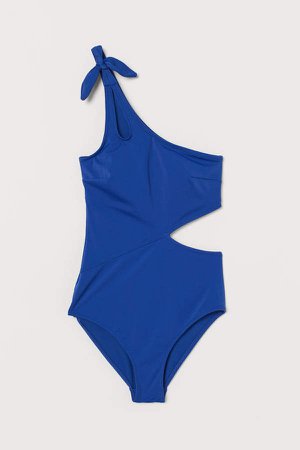 One-shoulder Swimsuit - Blue