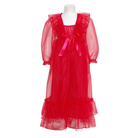 Laura Dare Red Frilly Peignoir 2pc Robe Nightgown Set Girls 2T-14
