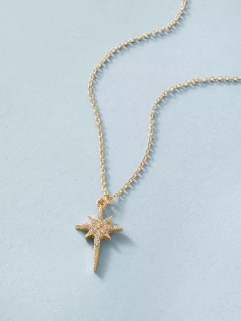 1pc Rhinestone Engraved Star Charm Necklace for Sale Australia| New Collection Online| SHEIN Australia