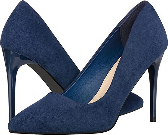 Amazon.com | ILLUDE Women's High Heel Pumps Stiletto Heels Pointed Toe Pumps Shoes - Nancy (11, Navy Suede) | Shoes