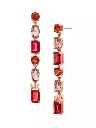 Shop Michael Kors 14K Rose Gold & Cubic Zirconia Linear Drop Earrings | Saks Fifth Avenue