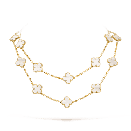 Van Cleef & Arpels - Alhambra Vintage Long Necklace, 20 motifs Yellow gold, mother of pearl