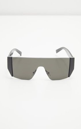 Black Flat Top Statement Sunglasses | PrettyLittleThing