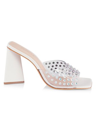 Shop Schutz Lizah Crystal-Embellished Triangular-Heel Sandals | Saks Fifth Avenue