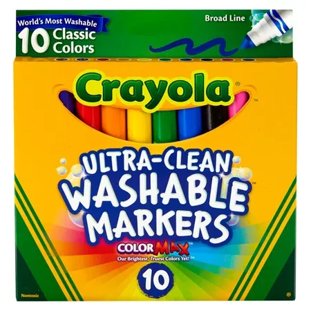 Crayola® Ultra-Clean Markers Broad Line Washable 10ct Classic : Target