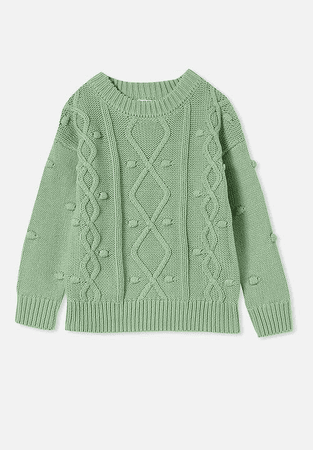 Pastel green cable knit