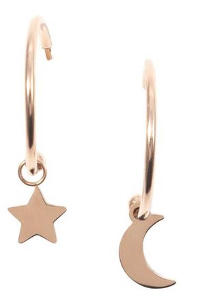 star and moon hoop earrings