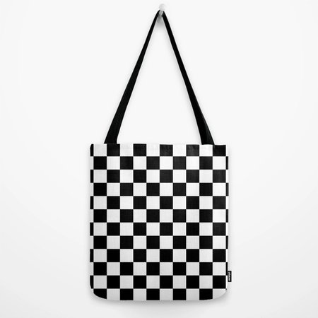 black and white checkered bag