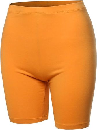 Women's Basic Solid Premium Cotton Mid Thigh High Rise Biker Bermuda Shorts at Amazon Women’s Clothing store