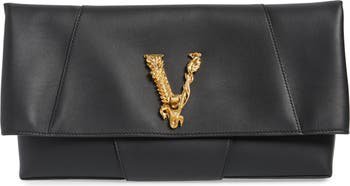 Versace First Line Virtus Leather Clutch | Nordstrom