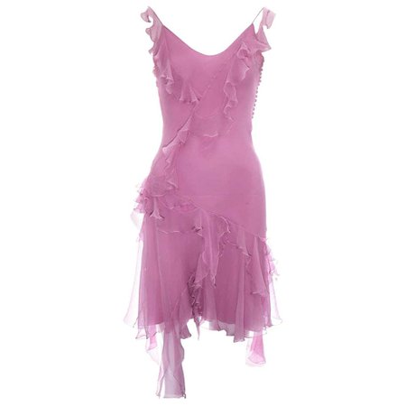 Christian Dior by John Galliano pink chiffon ruffled mini dress, ss 2005 For Sale at 1stdibs