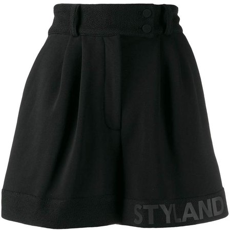Styland pleated logo lined shorts