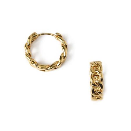 Chain Huggie Hoop Earrings - Gold