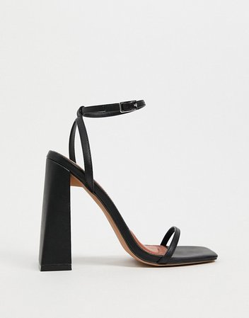 ASOS DESIGN Niche barely there block heeled sandals in black | ASOS