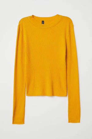 Ribbed Jersey Top - Yellow